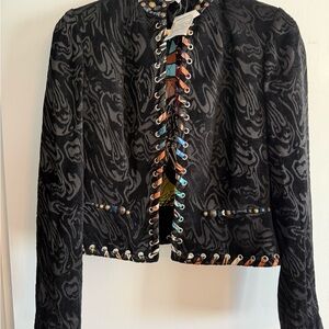 Alberto Makali Elegant Black Patterned Women's Jacket Small